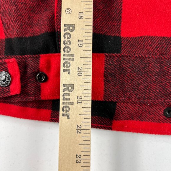 Levis Jacket Youth Large Red Buffalo Plaid Snap Button Sherpa Collar Long Sleeve - Picture 14 of 16